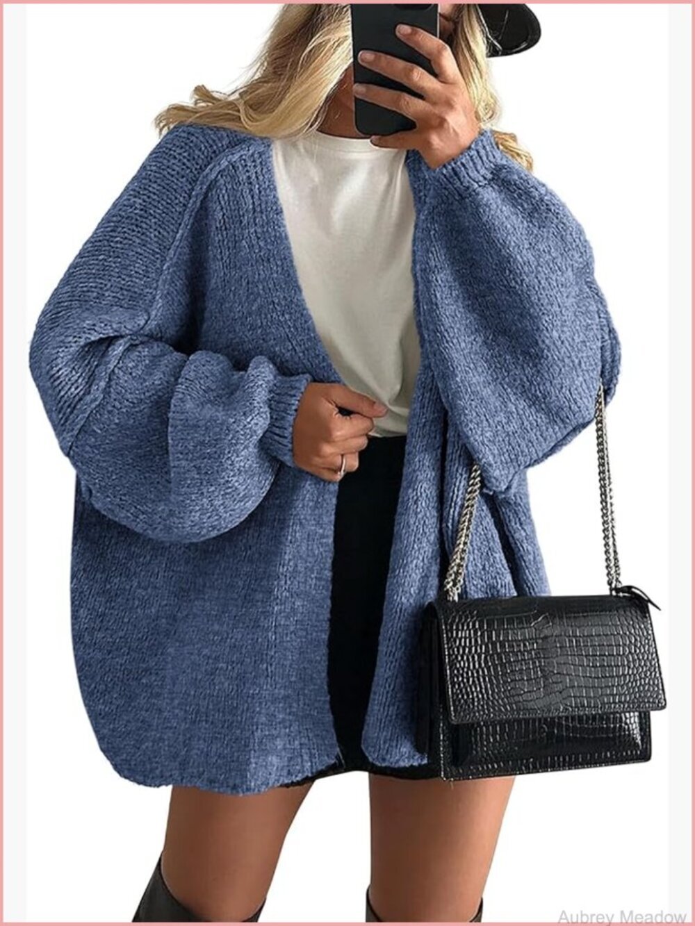 Oversized Cardigan Sweater Fall Long Lantern Sleeve Knit Open Front